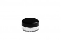 Pot  transparent en acrylique de  5ml pour crèmes avec couvercle noir