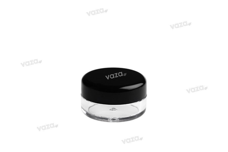 Transparent acrylic 5ml cream jar with black cap