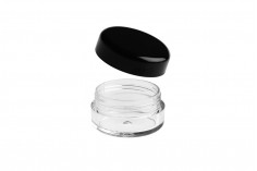 Petit pot en acrylique transparent de 5 ml pour crèmes avec couvercle noir