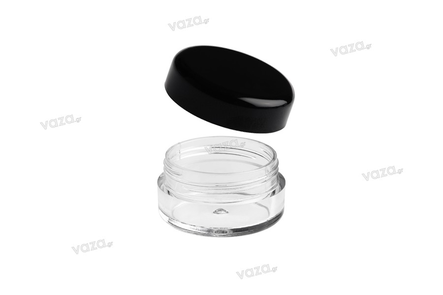 Transparente Acryl- Cremedose mit schwarzem Deckel 5ml