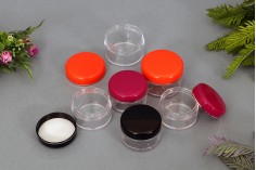 Pot en acrylique de 30 ml avec couvercle en différentes couleurs dans un lot de 12 pièces