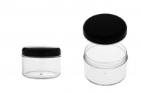 200ml acrylic cream jar with cap and a silver stripe 