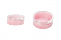 Vasetto in acrilico da 20 ml in colore rosa con tappo trasparente – 12 pz