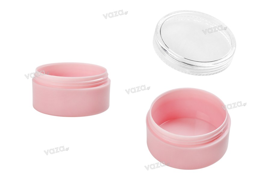 Petit pot en acrylique de 30ml rose avec couvercle transparent - 12 pcs