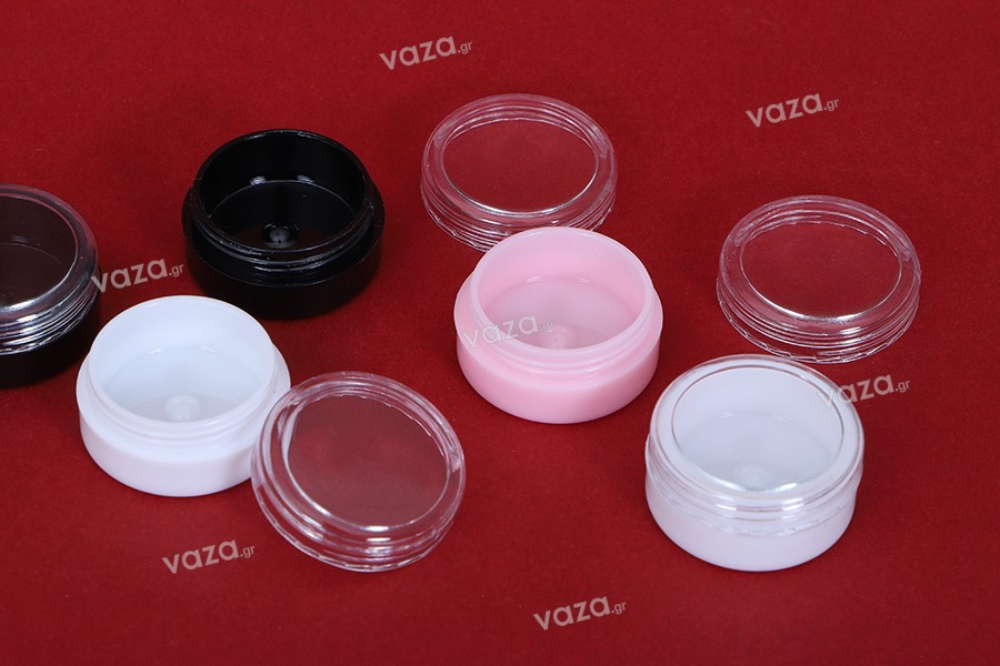 3ml acrylic jar with transparent cap in different colours - 12 pcs 