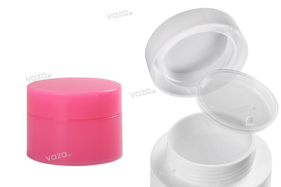 30ml double wall plastic cream jar with EPE liner inserted in the cap - available in a package with 6 pcs.
