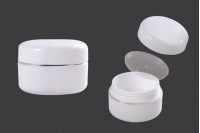 Jar 10 ml plastic double stroke with silver stripe, gasket and lid - 12 pcs
