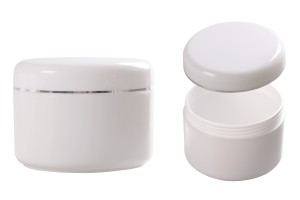 Pot en plastique de 200ml avec bande argentée et joint intérieur sur le couvercle - 6 pcs-1