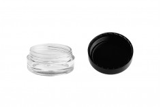 Transparent acrylic 3ml cream jar with black cap -12 pcs