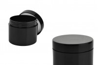 Pot en acrylique noir de 70ml pour crèmes avec revêtement intérieur, en lot de 12 pièces