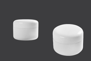 Vasetto bianco in plastica da 100 ml, a doppio fondo con tappo in plastica.-εικόνα_προϊοντική