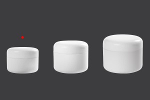 Vasetto bianco in plastica da 100 ml, a doppio fondo con tappo in plastica.-εικόνα_σύνθεση
