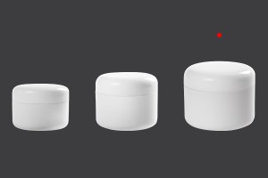 Pot en plastique de 300 ml blanc à double fond avec joint en plastique-εικόνα_σύνθεση