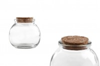 110ml round glass jar in size 66x69 mm with natural cone cork