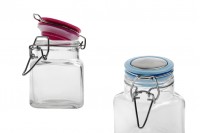 100 ml glass jar, square 76x53 mm with airtight closure (wire and rubber on the lid)