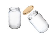 Borcan 720 ml sticlă, capac cilindric și auriu cu flip - pentru 1 kg de miere * - 25 buc