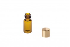 Mini 3ml amber glass bottle with gold aluminum cap, available in a package with 12 pieces