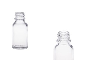 Flacon en verre pour huiles essentielles de 15 ml transparent avec bouchon PP18