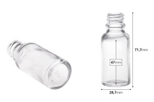Flacone in vetro trasparente da 20 ml per oli essenziali, con beccuccio in PP18.-2