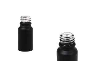 Flacon en verre pour huiles essentielles de 10 ml noir sablé avec bouche PP18