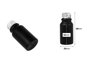 Glasflasche für ätherische Öle 10 ml schwarz sandgestrahlt mit Ausguss PP18-2