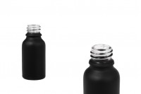 Γυάλινο μπουκαλάκι για αιθέρια έλαια 15 ml μαύρο αμμοβολής με στόμιο PP18