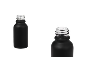 Flacon en verre pour huiles essentielles de 15 ml noir sablé avec bouche PP18