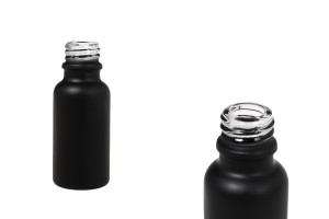 Glasflasche für ätherische Öle 20 ml schwarz Mattglas mit Ausguss PP18