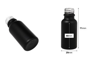 Flacone in vetro per oli essenziali 20 ml nero sabbiato con beccuccio PP18-2
