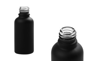 Flacon en verre pour huiles essentielles de 30 ml noir sablé avec bouche PP18
