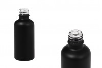 Glass bottle PP18 for essential oils 50 ml in black frosted color