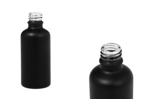 Glasflasche für ätherische Öle 50 ml schwarz sandstrahlend mit Ausguss PP18
