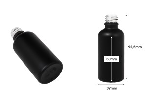 Flacone di vetro per oli essenziali da 50 ml, nera con finitura sabbiata, con collo PP18.-2
