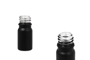 Flacon en verre pour huiles essentielles e d5 ml noir sablé avec bouche PP18