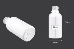 Flacon en verre pour huiles essentielles de 30 ml blanc nacré avec bouche PP18-2