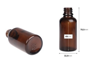Flacon en verre pour huiles essentielles de couleur caramel de 30 ml avec bouchon PP18-2