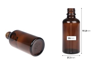 Boccetta di vetro ambrata da 50 ml per oli essenziali con beccuccio PP18-2