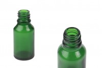 Flacon vert en verre pour huiles essentielles de 15 ml avec bouche PP18