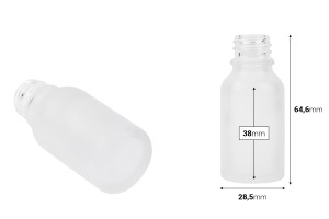 Bottiglietta in vetro per oli essenziali da 15 ml trasparente sabbiato con imboccautra PP18.-2
