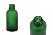 Γυάλινο μπουκαλάκι για αιθέρια έλαια 30 ml πράσινο αμμοβολής με στόμιο PP18 