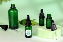 30ml green frosted glass bottle with PP18 finish for essential oils 30ml green frosted glass bottle with PP18 finish for essential oils