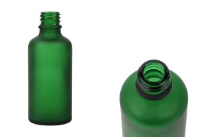 Glasflasche für ätherische Öle 50ml grün sandgestrahlt mit PP18-Düse