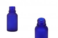 Γυάλινο μπουκαλάκι για αιθέρια έλαια 15 ml μπλε αμμοβολής με στόμιο PP18