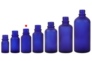 Glasflasche für ätherische Öle 15 ml Blau Sandstrahlen mit PP18 Düse-6