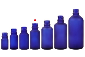 Bottiglietta in vetro per oli essenziali da 20 ml blu sabbiato con imboccautra PP18.-3