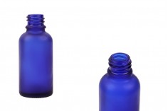 Γυάλινο μπουκαλάκι για αιθέρια έλαια 30 ml μπλε αμμοβολής με στόμιο PP18 