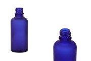 Γυάλινο μπουκαλάκι για αιθέρια έλαια 50 ml μπλε αμμοβολής με στόμιο PP18 