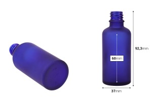 Bottiglietta in vetro per oli essenziali da 50 ml blu sabbiato con imboccautra PP18.-2