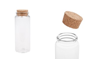Flacon en verre à large ouverture avec bouchon en liège 47 x 120, de 150ml