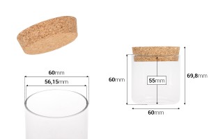 120ml Glas mit Kork für Kerzen-εικόνα_διαστάσεις